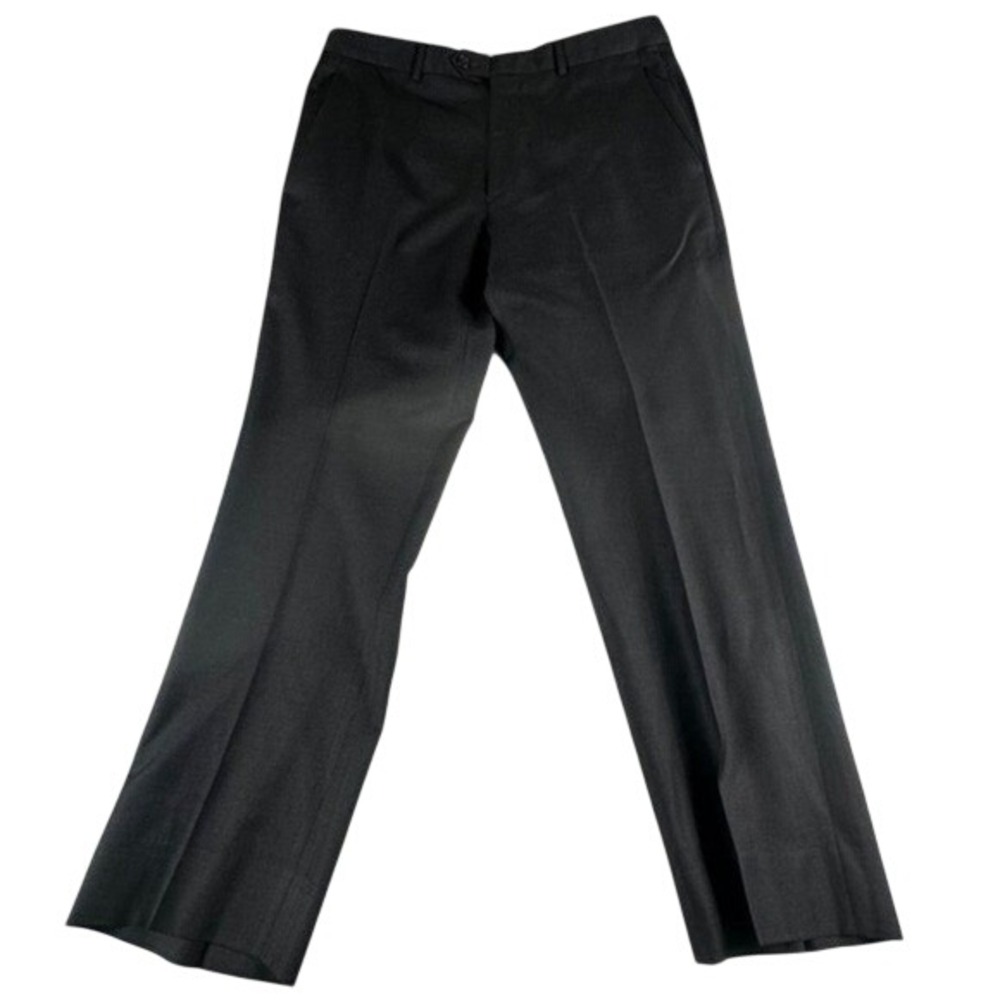 Santorelli Romeo Pants Men 34 Fits 35 Gray Wool Dress Trousers Italy Flat Front